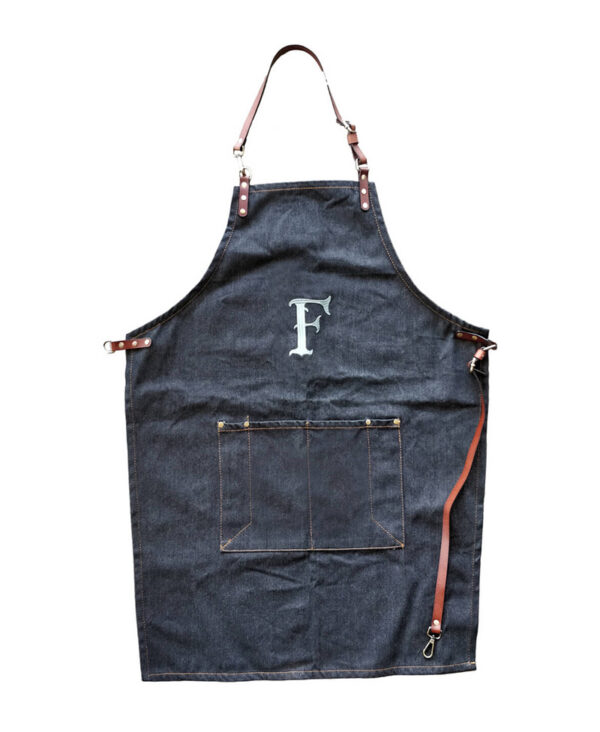 FERDINANDS Grembiule Denim Jeans con applicazioni in pelle accessorio regalo