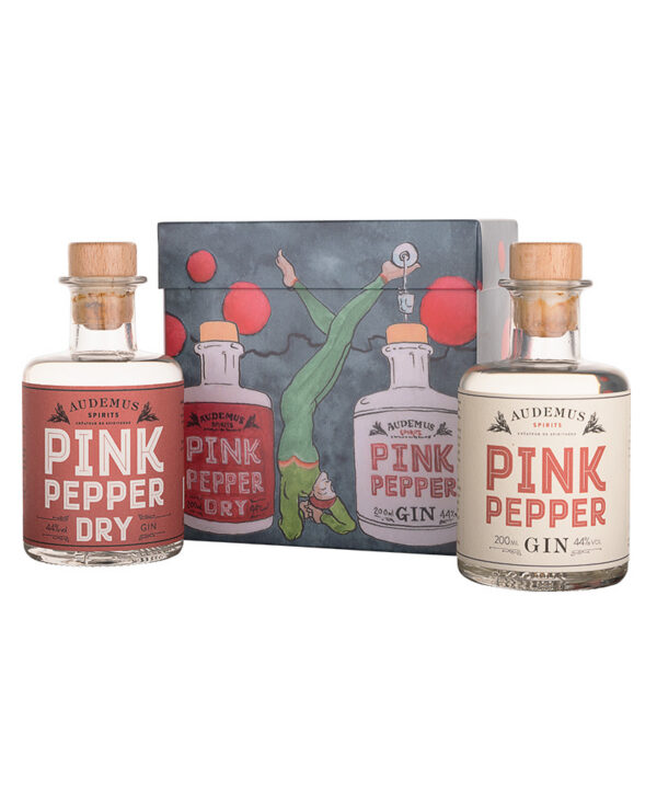 Audemus Spirits confezione regalo Pink Pepper e Dry Pink Pepper Gin Cognac
