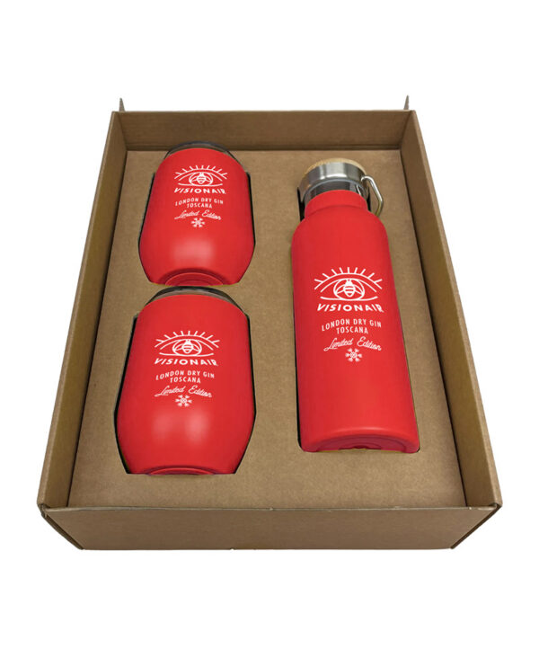 VISIONAIRGIN Gift Set Grappa Distillates Tuscany 1 Bottle 2 Thermal Glasses
